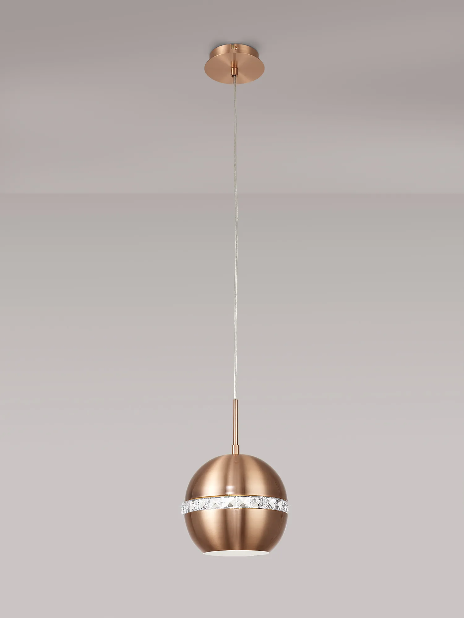 IL31610  Andrea Crystal Pendant 1 Light Satin Copper